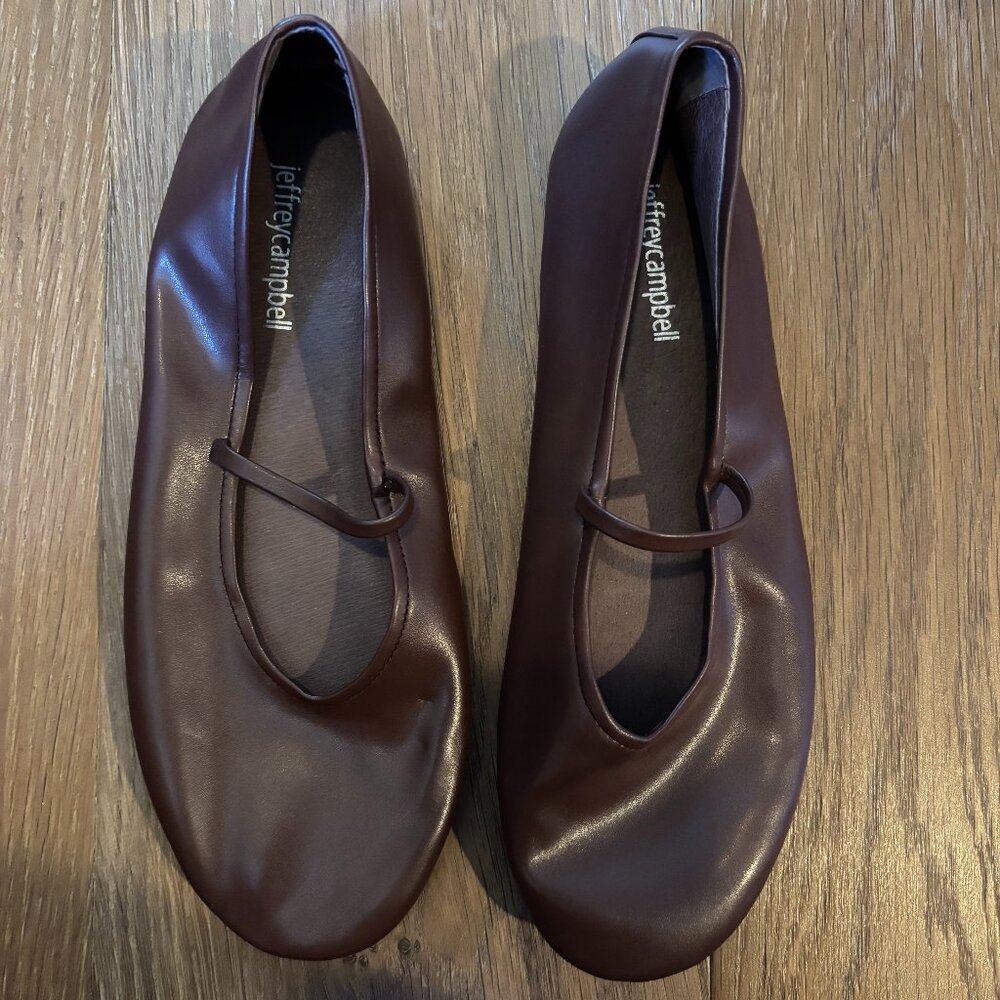 Jeffery Cample Brown Leather Mary Jane Ballet Flats